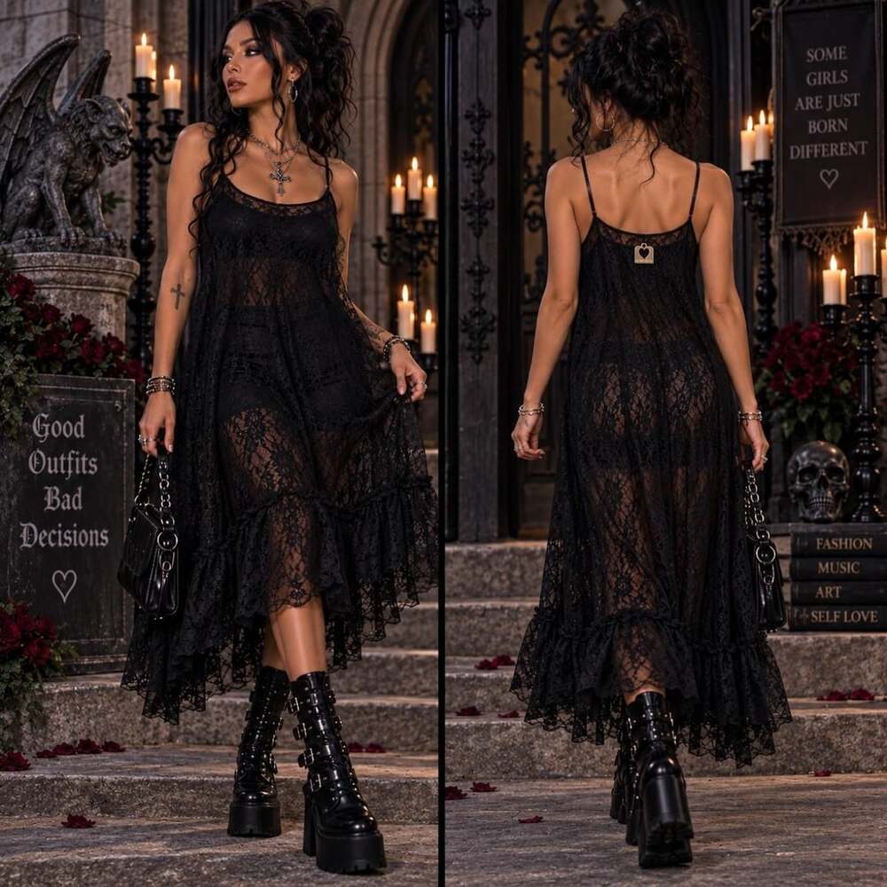 Twinset Simona Barbieri Black Lace Slip Dress